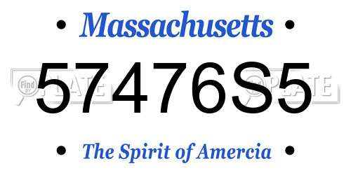 57476S5 Massachusetts License Plate