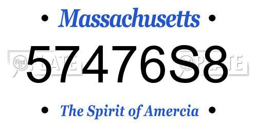 57476S8 Massachusetts License Plate