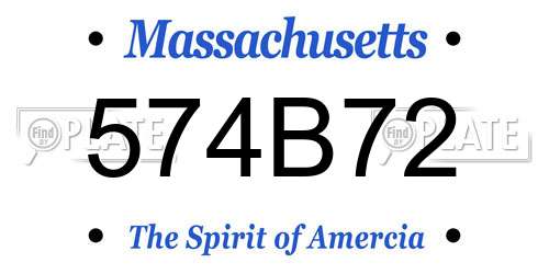 574B72 Massachusetts License Plate