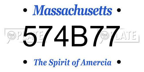 574B77 Massachusetts License Plate