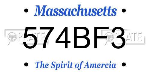 574BF3 Massachusetts License Plate
