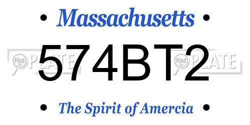 574BT2 Massachusetts License Plate