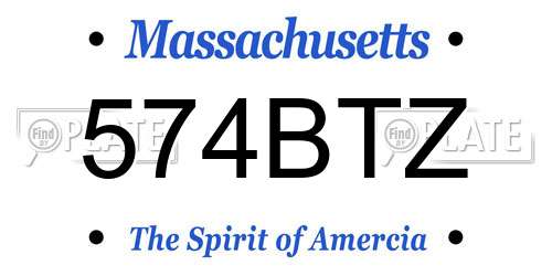 574BTZ Massachusetts License Plate