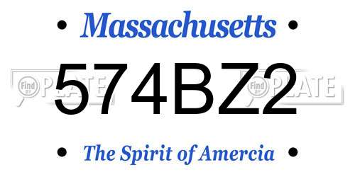 574BZ2 Massachusetts License Plate