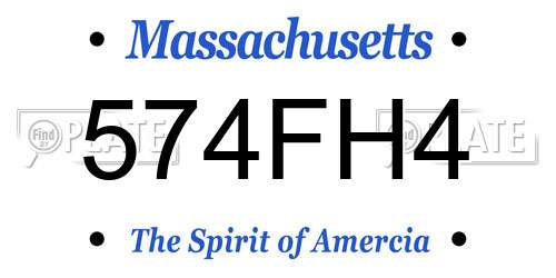 574FH4 Massachusetts License Plate