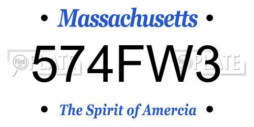 574FW3 Massachusetts License Plate