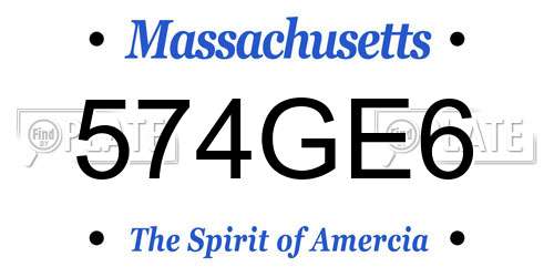 574GE6 Massachusetts License Plate