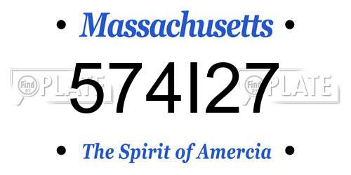 574I27 Massachusetts License Plate