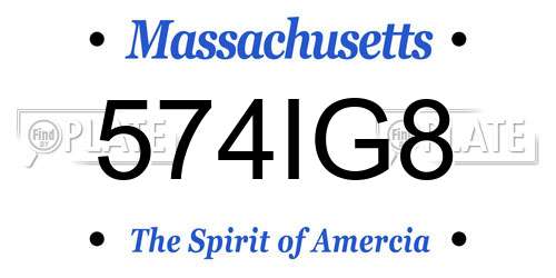 574IG8 Massachusetts License Plate