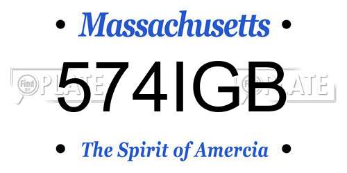 574IGB Massachusetts License Plate