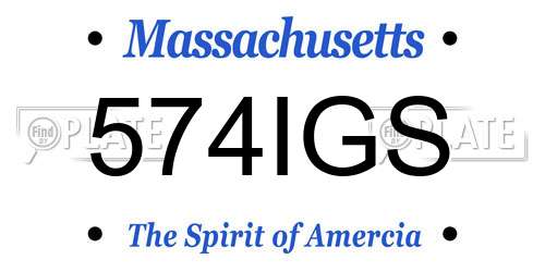 574IGS Massachusetts License Plate