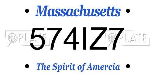 574IZ7 Massachusetts License Plate