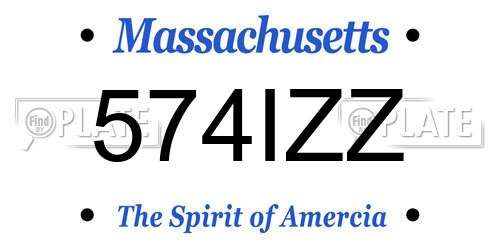574IZZ Massachusetts License Plate