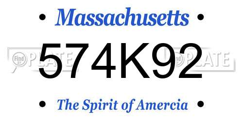 574K92 Massachusetts License Plate