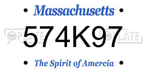 574K97 Massachusetts License Plate