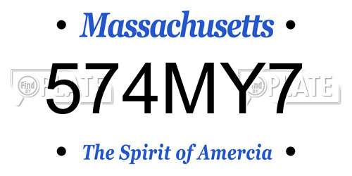 574MY7 Massachusetts License Plate