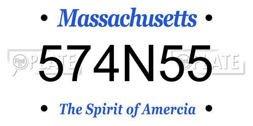 574N55 Massachusetts License Plate