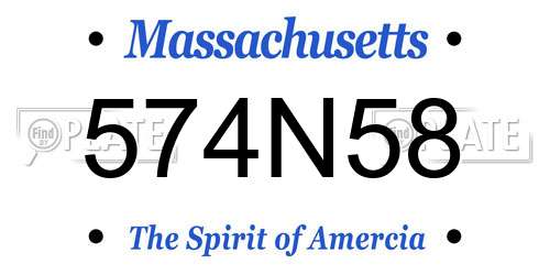 574N58 Massachusetts License Plate