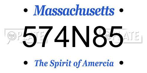 574N85 Massachusetts License Plate