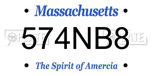 574NB8 Massachusetts License Plate