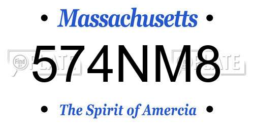 574NM8 Massachusetts License Plate