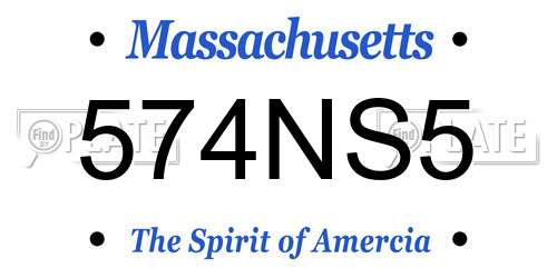 574NS5 Massachusetts License Plate