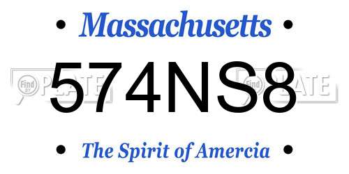 574NS8 Massachusetts License Plate