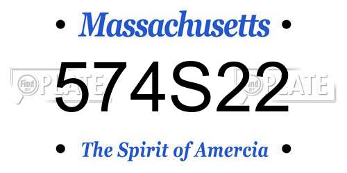 574S22 Massachusetts License Plate