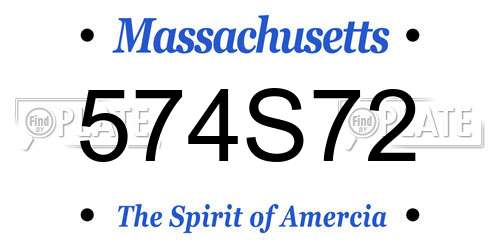 574S72 Massachusetts License Plate