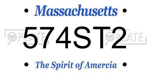 574ST2 Massachusetts License Plate