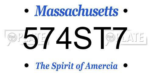 574ST7 Massachusetts License Plate