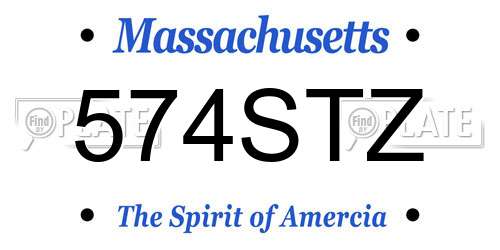 574STZ Massachusetts License Plate