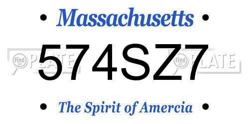 574SZ7 Massachusetts License Plate