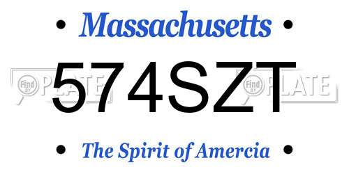 574SZT Massachusetts License Plate