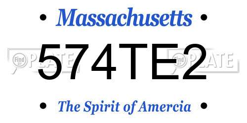 574TE2 Massachusetts License Plate