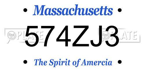 574ZJ3 Massachusetts License Plate