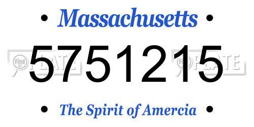 5751215 Massachusetts License Plate