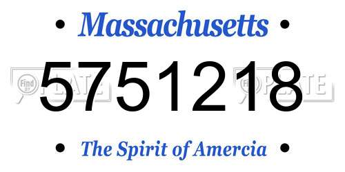 5751218 Massachusetts License Plate