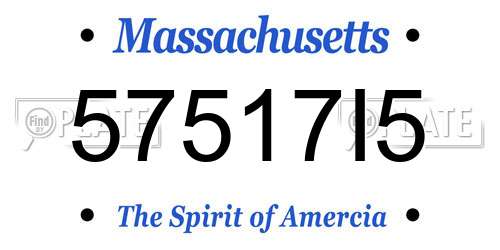 57517I5 Massachusetts License Plate