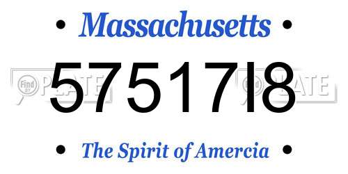 57517I8 Massachusetts License Plate