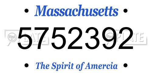 5752392 Massachusetts License Plate