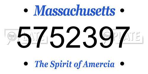 5752397 Massachusetts License Plate