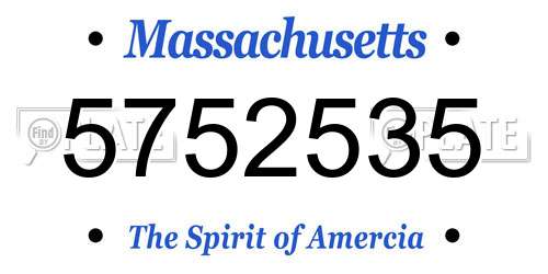 5752535 Massachusetts License Plate
