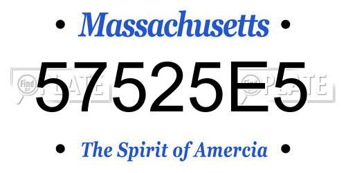57525E5 Massachusetts License Plate