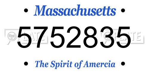 5752835 Massachusetts License Plate