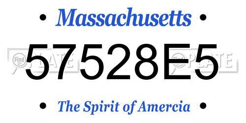 57528E5 Massachusetts License Plate
