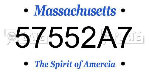 57552A7 Massachusetts License Plate