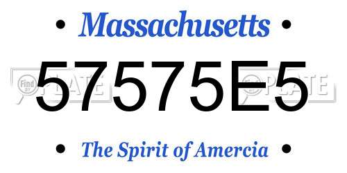57575E5 Massachusetts License Plate