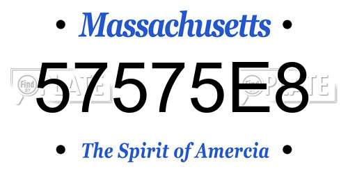 57575E8 Massachusetts License Plate
