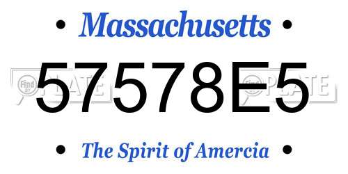 57578E5 Massachusetts License Plate